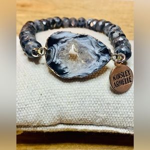 Kinsley Armelle -Agate Collection-Silver Smoky Bracelet
